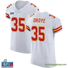 Mens Kansas City Chiefs Christian Okoye White Elite Vapor Untouchable Super Bowl Lvii Patch Kcc216 Jersey C1288